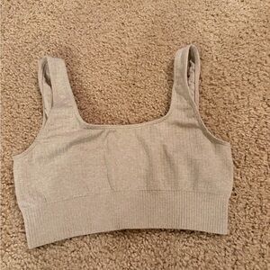 Women's Ribbed Beige Crop Top